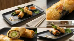 シャキッとアスパラを包んで揚げるだけ:薄揚げ×海苔の春巻き