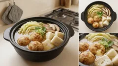 冷凍たこ焼きで「たこ焼き鍋」—お吸い物の素でだしが決まる簡単アレンジ