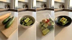 「松茸の味お吸いもの」でさっと漬ける:叩ききゅうりの即席だし漬け(袋で簡単)