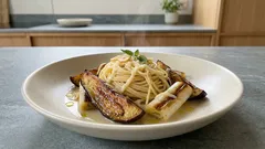 冷蔵庫の“代替チーズ”でコク満点:香ばし茄子と長ネギの豆腐チーズパスタ