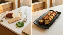 あと一品にちょうどいい、大葉のさつまいも巻き——フライパン蒸し焼きでしっとり甘く