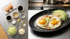 フライパン1つで朝ごはんが満足：甘辛しょうがだれの「しょうが焼き風」目玉焼き