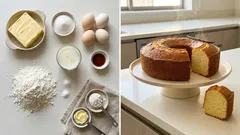 ふんわりしっとり基本のバニラケーキ：材料は室温、粉と牛乳を交互に混ぜて失敗しにくく