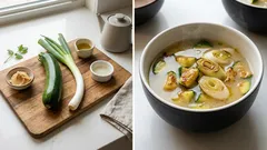 だしなしでも満足:焼きズッキーニと長ねぎの香ばしみそ汁(熱湯でさっと)