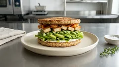 パンがない日でも満足:フライパンで焼くもっちり「オートミールのベジサンド」レシピ